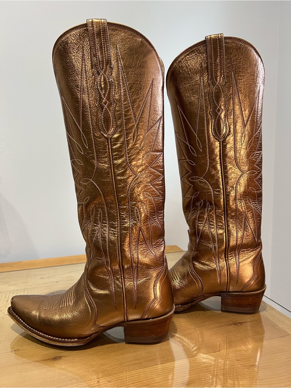 Tecovas Loretta  Metallic Copper Brown Tall Western Boots size 6.5